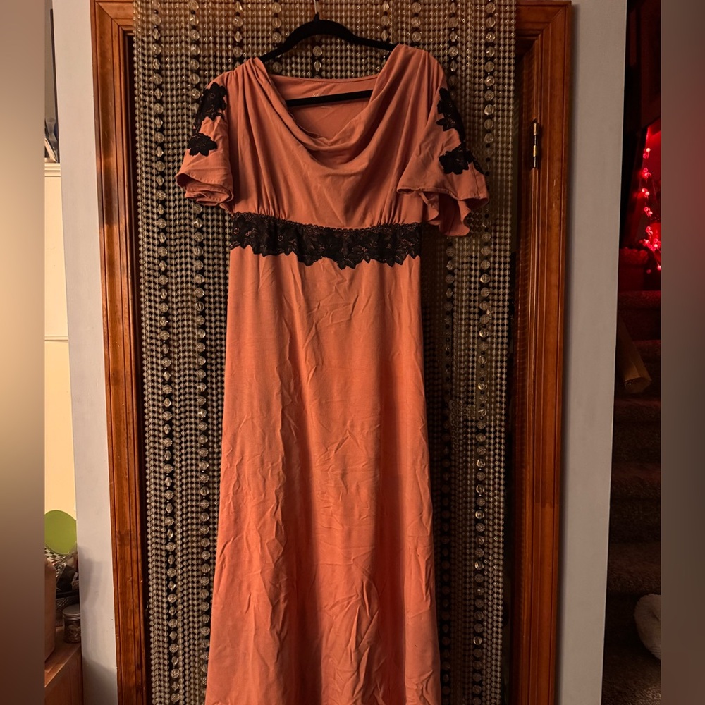 Soft Surroundings Coral and Black Maxi Dress